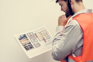 Contractor in a safety vest